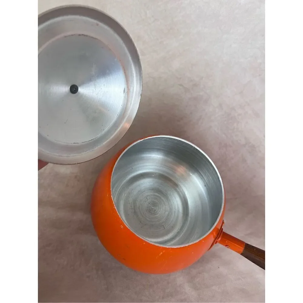 Vintage MCM Orange Fondue Pot